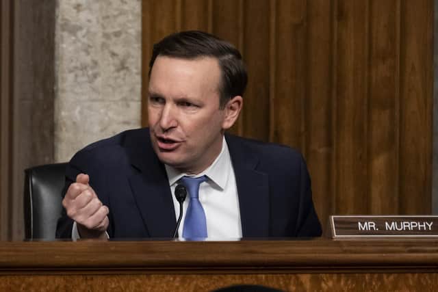 U.S. Sen. Chris Murphy, D-Conn. who came to Congress representing Sandy Hook, begged his colleagues to finally pass legislation addressing the national gun violence problem as the latest school shooting unfolded Tuesday, May 24, 2022, in Uvalde, Texas. (AP Photo/Alex Brandon, Pool, File)