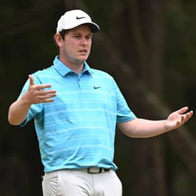 Bob MacIntyre of Scotland gestures on the first hole during the third round of the Magical Kenya Open Presented by Absa at Muthaiga Golf Club in Nairobi. Picture: Stuart Franklin/Getty Images.
