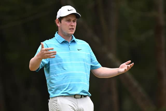 Bob MacIntyre of Scotland gestures on the first hole during the third round of the Magical Kenya Open Presented by Absa at Muthaiga Golf Club in Nairobi. Picture: Stuart Franklin/Getty Images.