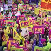 Members of the Educational Institute of Scotland (EIS) join teachers at a rally outside the Scottish Parliament in Edinburgh in a protest over pay. Picture date: Thursday November 24, 2022.