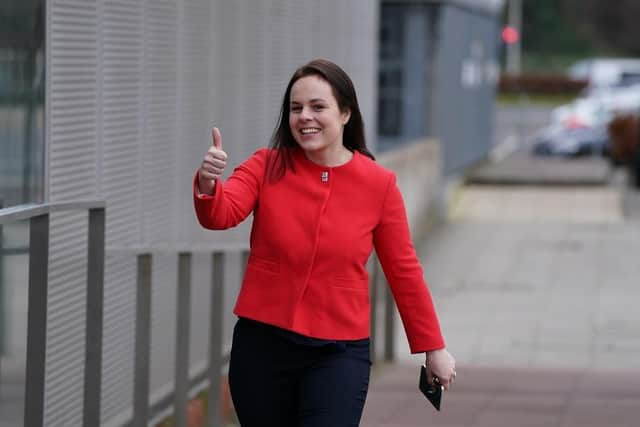 Kate Forbes arrives at BBC studios in Glasgow, she has confirmed she is entering the race to succeed Nicola Sturgeon.