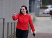 Kate Forbes arrives at BBC studios in Glasgow, she has confirmed she is entering the race to succeed Nicola Sturgeon.