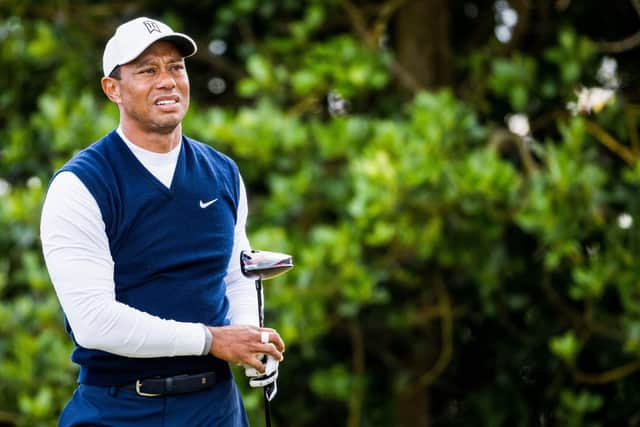 Tiger Woods in action on day one of the 150th Open at St Andrews Old Course. (Photo by Ross Parker / SNS Group)