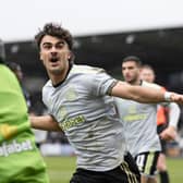 Celtic's Jota celebrates as he makes it 1-1 during the cinch Premiership match against St Mirren.