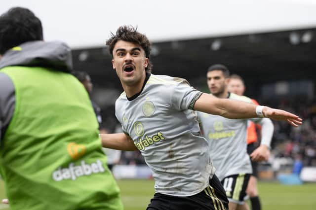 Celtic's Jota celebrates as he makes it 1-1 during the cinch Premiership match against St Mirren.