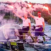 Taylor, Tom and James celebrate their world record setting achievement