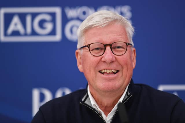 Martin Slumbers, Chief Executive of the R&A talks in a press conference prior to the AIG Women's Open at Muirfield. Picture: Alex Burstow/R&A/R&A via Getty Images.