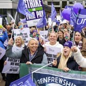 School support staff members of Unison during a rally outside the Scottish Parliament: Picture: Jane Barlow/PA Wire