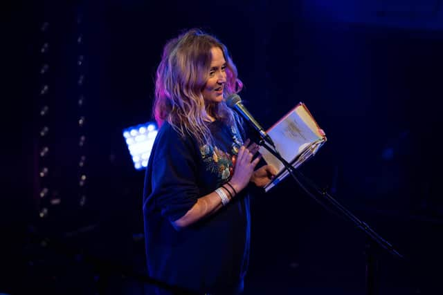 Hollie McNish performs poetry from one of her books at a live reading. Pic: John Devlin