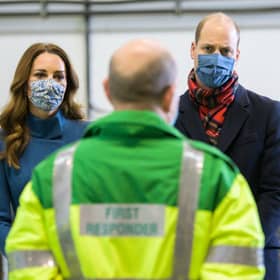 The Duke and Duchess of Cambridge during a visit to the Scottish Ambulance Service response centre in Newbridge, Edinburgh, on the second day of a three-day tour across the country (photo: Wattie Cheung/PA Wire).
