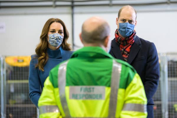The Duke and Duchess of Cambridge during a visit to the Scottish Ambulance Service response centre in Newbridge, Edinburgh, on the second day of a three-day tour across the country (photo: Wattie Cheung/PA Wire).
