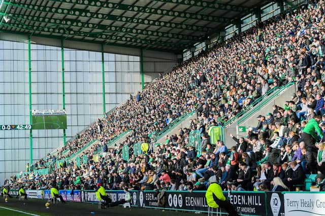 A general view during a Cinch Premiership match between Hibernian and St. Johnstone at Easter Road Stadium, on March 05, 2022, in Edinburgh, Scotland.  (Photo by Ross Parker / SNS Group)