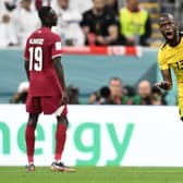 Ecuador's Enner Valencia celebrates after scoring his team's second goal in the 2-0 win over Qatar. (Photo by RAUL ARBOLEDA/AFP via Getty Images)