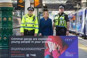 Chief Inspector Neill Whiteside, Ash Reagan and Chief Inspector Brian McAleese launch the campaign.