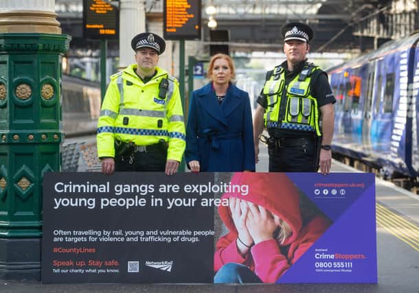 Chief Inspector Neill Whiteside, Ash Reagan and Chief Inspector Brian McAleese launch the campaign.
