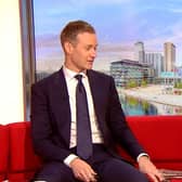 Dan Walker speaking to fellow presenter Sally Nugent about his decision  to leave the BBC. Photo: BBC Breakfast/PA Wire.