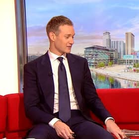 Dan Walker speaking to fellow presenter Sally Nugent about his decision  to leave the BBC. Photo: BBC Breakfast/PA Wire.