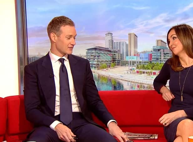 Dan Walker speaking to fellow presenter Sally Nugent about his decision  to leave the BBC. Photo: BBC Breakfast/PA Wire.