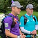 (Left to right) Tim Owen, Mike Palmer and Andy Airey setting off on their month-long walking challenge to raise awareness about suicide. Picture: Papyrus/PA Wire