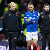 Rangers' Kemar Roofe leaves the field with an injury during the Viaplay Cup Semi Final win over Aberdeen at Hampden Park. (Photo by Alan Harvey / SNS Group)