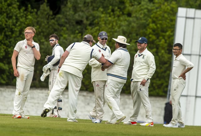 Celebrations for Grange en route to their win over Stoneywood-Dyce at Portgower Place. Picture: Lisa Ferguson
Grange v Stoneywood-Dyce