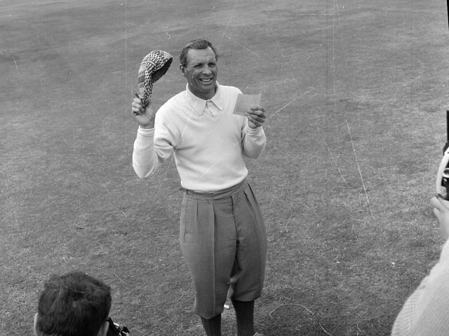 Max Faulkner comes off the last green at St Andrews during the Open Championship in 1960.