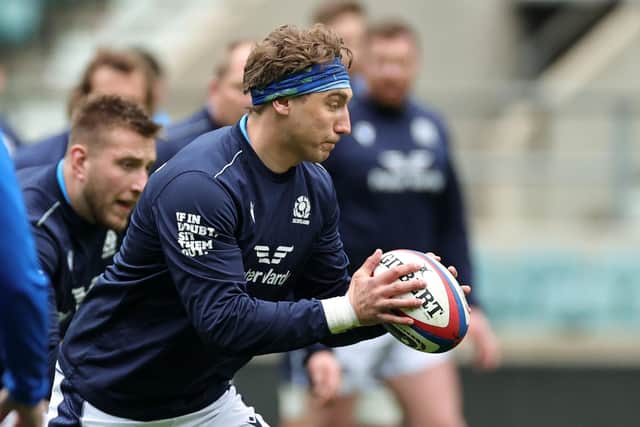 Jamie Ritchie, the Scotland captain, trains at Twickenham. (Photo by David Rogers/Getty Images)