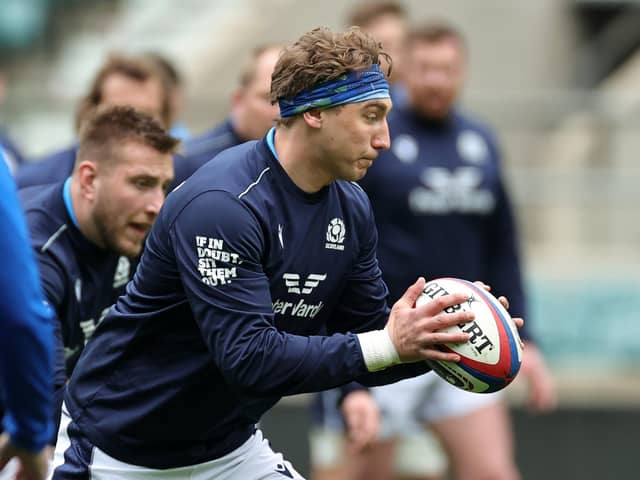 Jamie Ritchie, the Scotland captain, trains at Twickenham. (Photo by David Rogers/Getty Images)