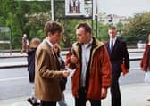 Trainspotting producer Andrew Macdonald and director Danny Boyle during filming of the adaptation of Irvine Welsh's debut novel on Princes Street. Picture: Film Edinburgh