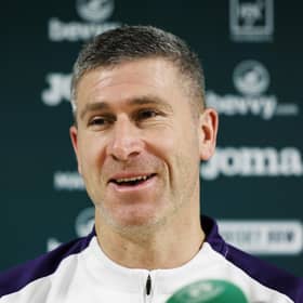 Hibs manager Nick Montgomery looks ahead to their weekend match against Ross County. Photo by Mark Scates / SNS Group