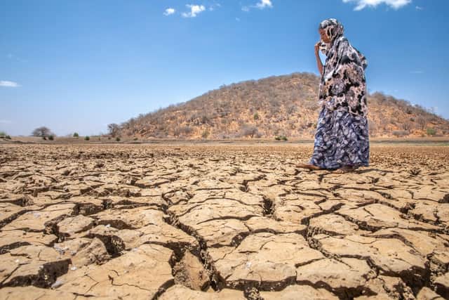 Kheira Osman Yusuf, a pastoralist and farmer with nine children, lives in the northern part of Kenya, near the border of Ethiopia. There used to be two water sources there -- one for human consumption and one for livestock -- but both are now dried up. Picture: Mercy Corps