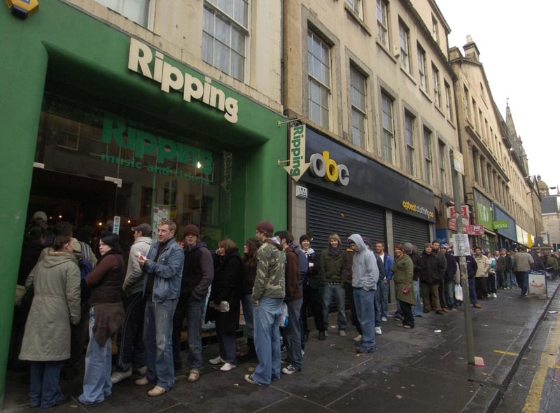 Lasting more than four decades, independent record store Ripping Records had a vast library of music and also sold gig tickets. People would be queuing the length of South Bridge for the biggest concerts and events, such as T in the Park and Oasis at Loch Lomond in 1996.