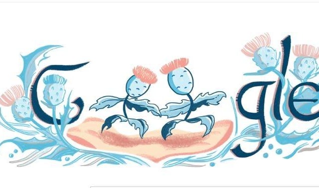 The Google Doodle for 2018 saw an interactive element, with thistles dancing.