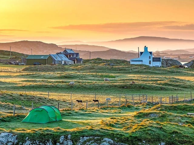 From the ferry, it’s a 20-minute walk to Isle of Iona Campsite on the west of the island, a working croft with first-rate views, roomy grass tent pitches and good facilities alongside its back-to-basics natural vibe: there are five toilets and five showers (in a smart washroom block opened for the 2021 season) plus a firepit and barbecue area. Foodwise, a Spar is on the island for picking up groceries, tipples and other essentials, with two hotels, a pub and a tearoom serving up meals and snacks. Cars are only allowed for fulltime island residents so leave yours at the ferry port in Fionnphort. Prices start at £20 for a grass pitch.