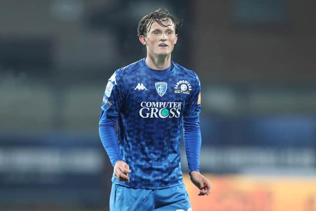 Liam Henderson in action for Empoli in a Serie B match against Pisa n February