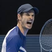 Andy Murray celebrates his three-set win over Roman Safiullin.