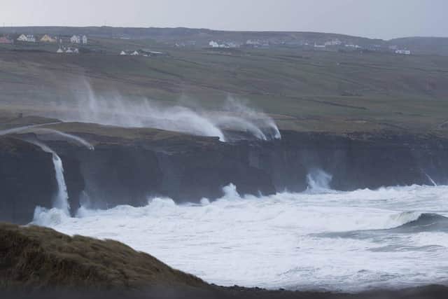 Water blowing back on to the land. People in parts of Scotland and the wider UK are bracing for disruptive rain, as the national weather agencies also advised caution over strong winds and potential flooding due to Storm Babet. Picture: Eamon Ward/PA Wire