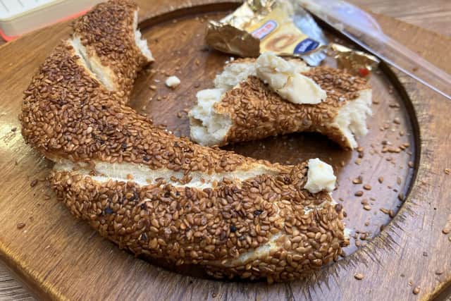 Simit, fresh sesame rolls pulled straight from the brick oven at Galata Simitcisi cafe, Beyoglu, Istanbul. Pic: J Christie