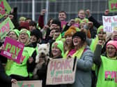 South Lanarkshire EIS members hold a rally outside council headquarters