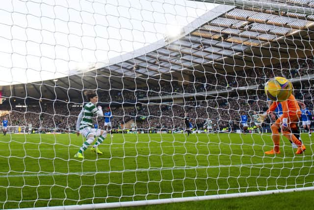 Furuhashi was in splendid isolation when scoring his first goal.