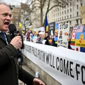 Ed Davey leader of the Liberal Democrats proposed an Oligarch tax to stop 'Putin's cronies' and help tackle the cost of living crisis. (Photo by Jeff J Mitchell/Getty Images)