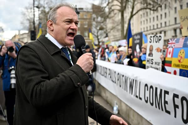 Ed Davey leader of the Liberal Democrats proposed an Oligarch tax to stop 'Putin's cronies' and help tackle the cost of living crisis. (Photo by Jeff J Mitchell/Getty Images)