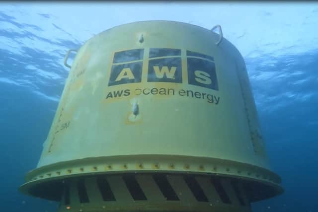 When installed the Waveswing device is moored to an anchor on the seabed using a single tension tether and sits around three metres below the surface.