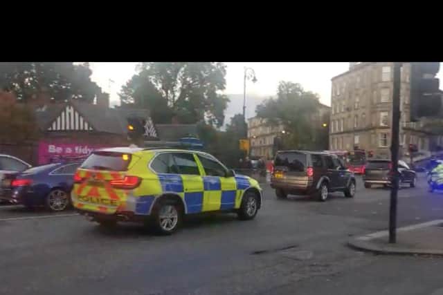 A police 'motorcade' spotted on Great Western Road in Glasgow (Photo: Anna Bryan).