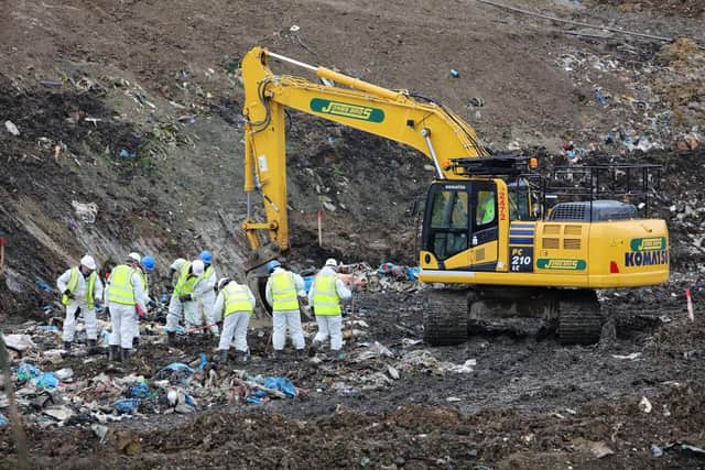 Police officers conducted a 10-week-long search of a landfill site for missing RAF airman Corrie Mckeague in March 2017 in Milton, near Cambridgeshire in England. (Photo by Christopher Furlong/Getty Images)