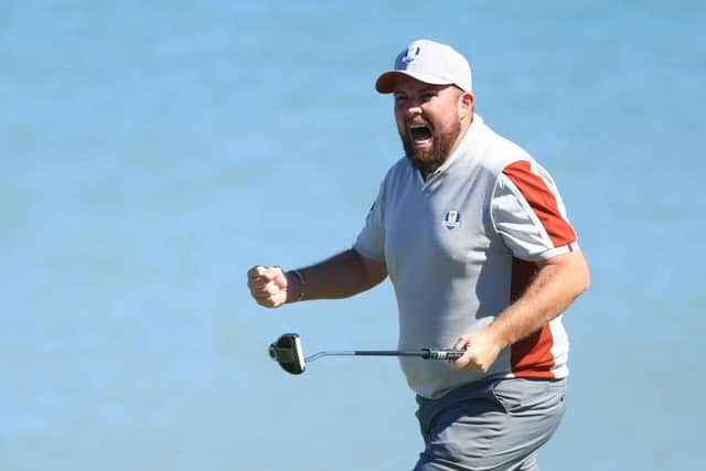 Shane Lowry celebrates a birdie in the Saturday afternoon fouballs. Picture: Mike Ehrmann/Getty Images.