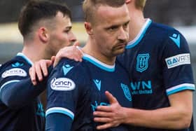 Dundee and Leigh Griffiths have parted company following the end of the striker's loan deal from Celtic.  (Photo by Euan Cherry / SNS Group)