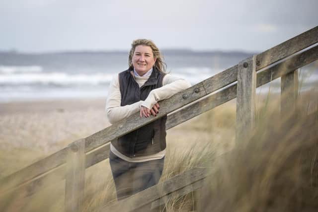 Captain Emma Henderson who has been awarded an MBE for services to Charity during Covid-19 in the New Year's Honours List, pictured on Findhorn Beach near her home in Moray, Scotland. Picture: Jane Barlow/PA Wire