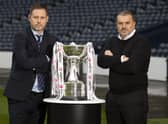 Rangers manager Michael Beale and Celtic counterpart Ange Postecoglou with the Viaplay Cup at Hampden. (Photo by Alan Harvey / SNS Group)