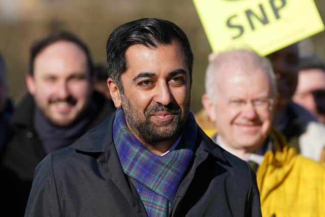First Minister Humza Yousaf at the Lord Roberts Monument in Kelvingrove Park, Glasgow, to call on people across Scotland to vote SNP to Exit Brexit. Picture: Andrew Milligan/PA Wire